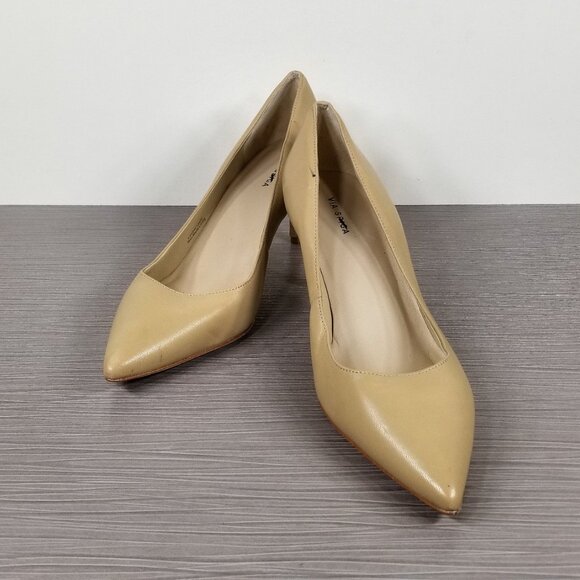 Via Spiga Nikole Pointy Toe Pump, Tan Leather, Womens Size 7 M / 37 - Picture 4 of 12